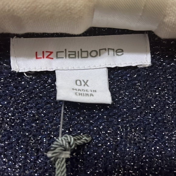 NWT Liz Claiborne Metallic Sweater Women 0X Extra Large V Neck Drop Shoulder Top - Picture 4 of 6